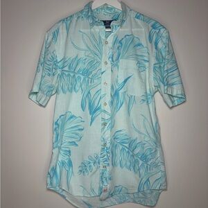 Vineyard Vines classic fit shirt, aquatic palm leaf print Men's Shirt Sz Small